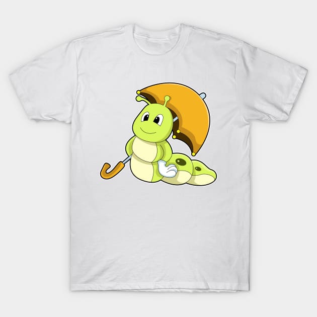 Caterpillar with Umbrella T-Shirt by Markus Schnabel